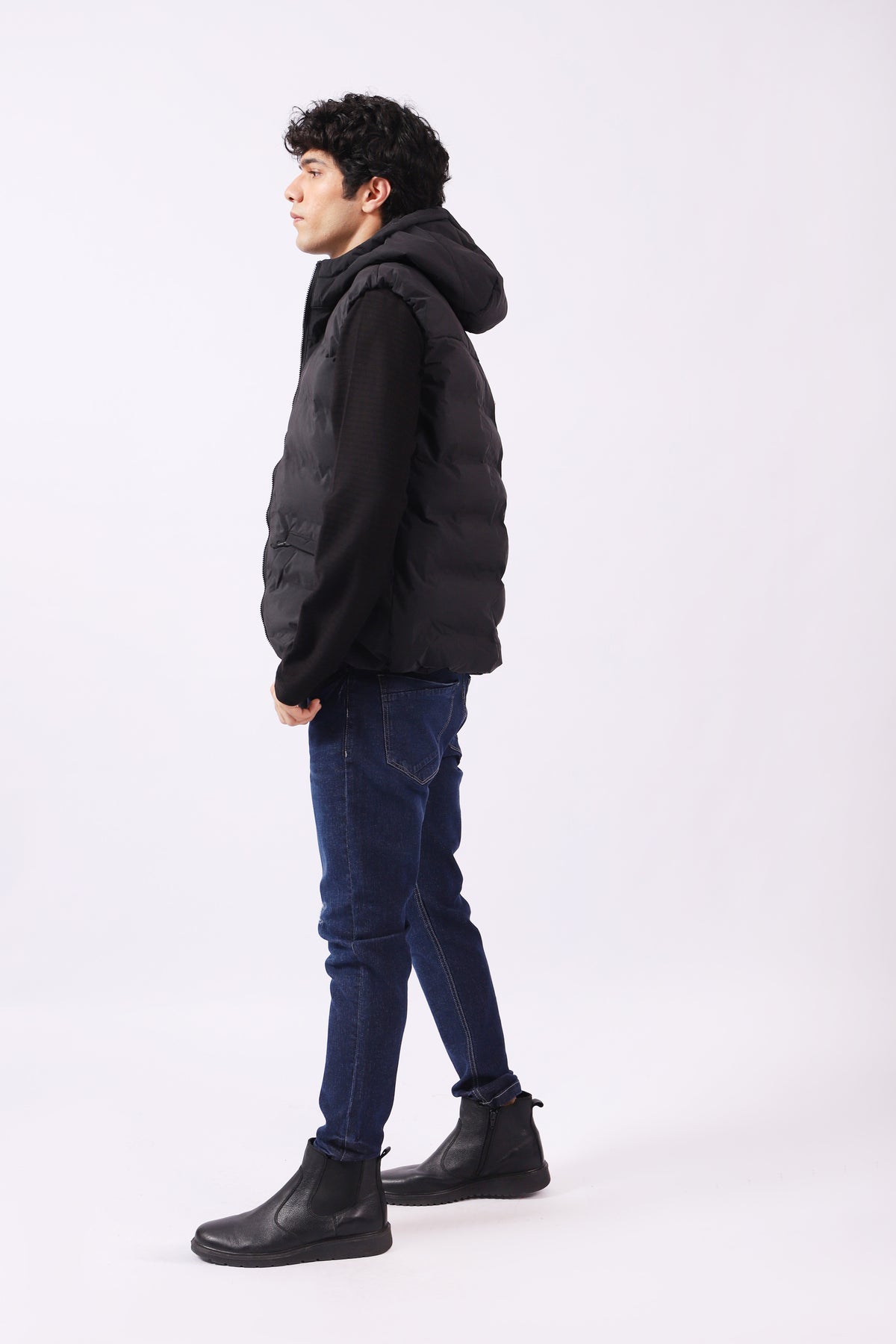 PUFFER GILET WITH HOOD