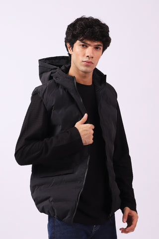 PUFFER GILET WITH HOOD