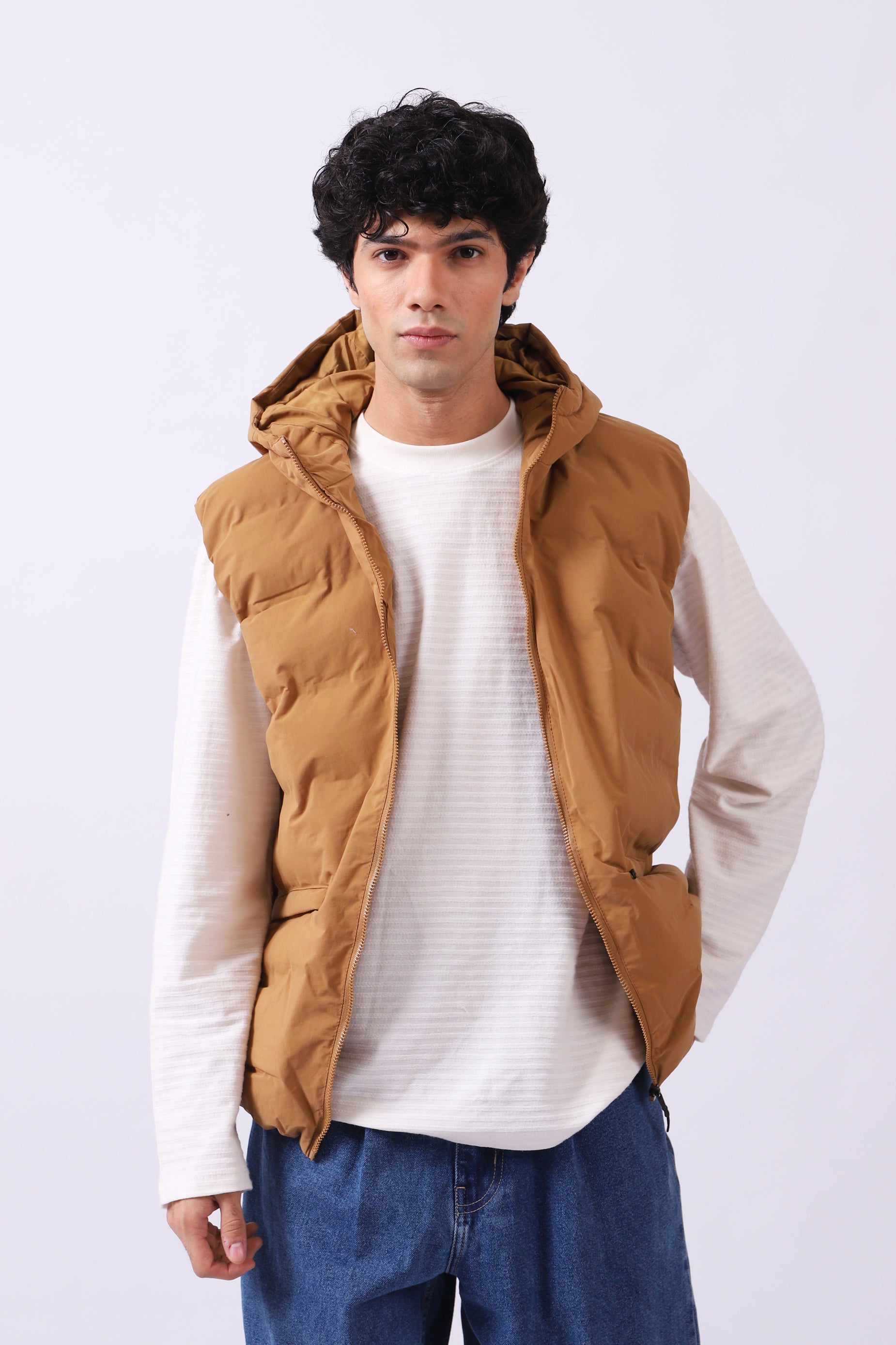 PUFFER GILET WITH HOOD