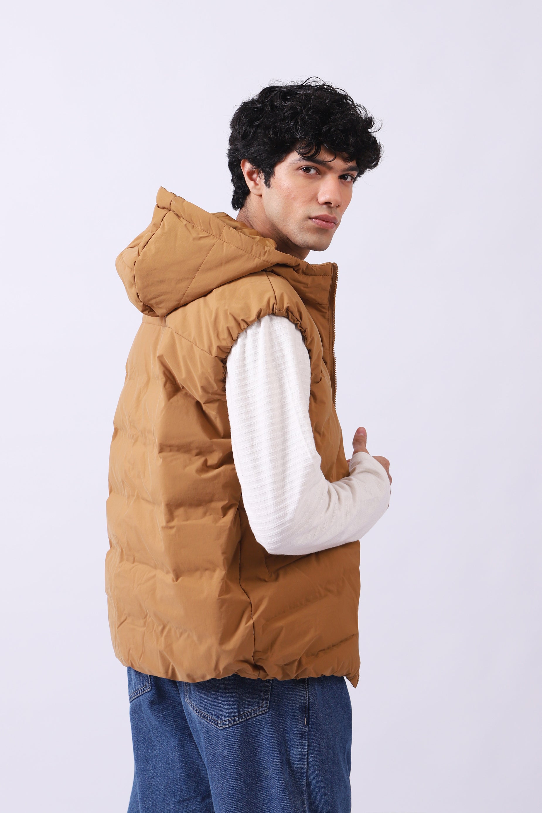 PUFFER GILET WITH HOOD