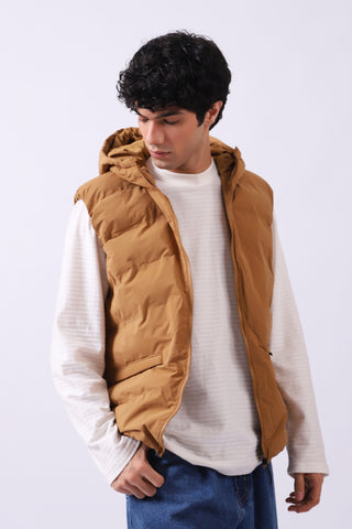 PUFFER GILET WITH HOOD