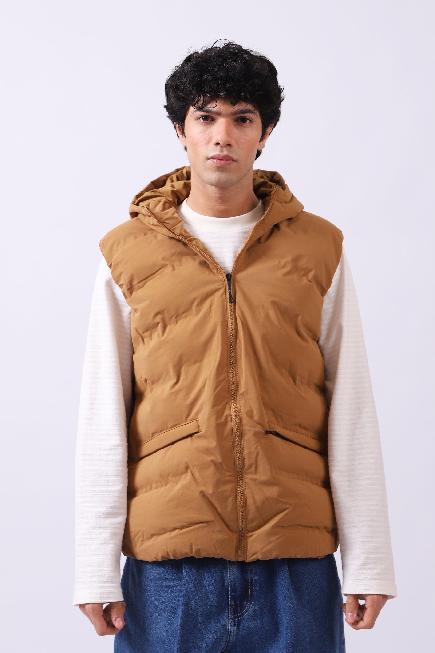 PUFFER GILET WITH HOOD