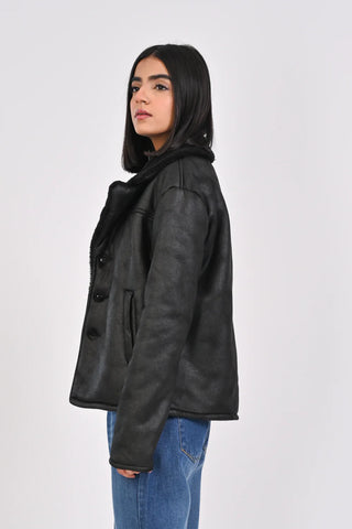 JACKET WITH FUR NOTCH COLLAR