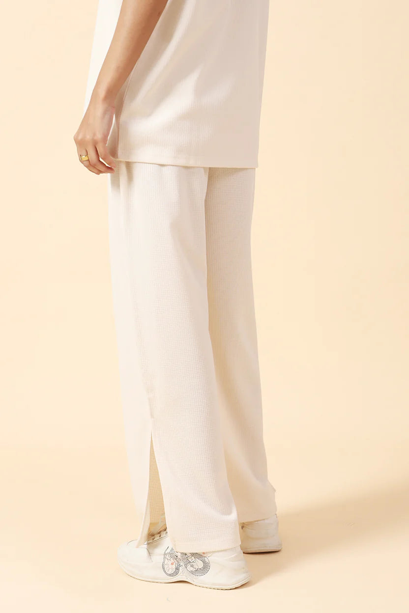 WIDE LEG TEXTURED TROUSER