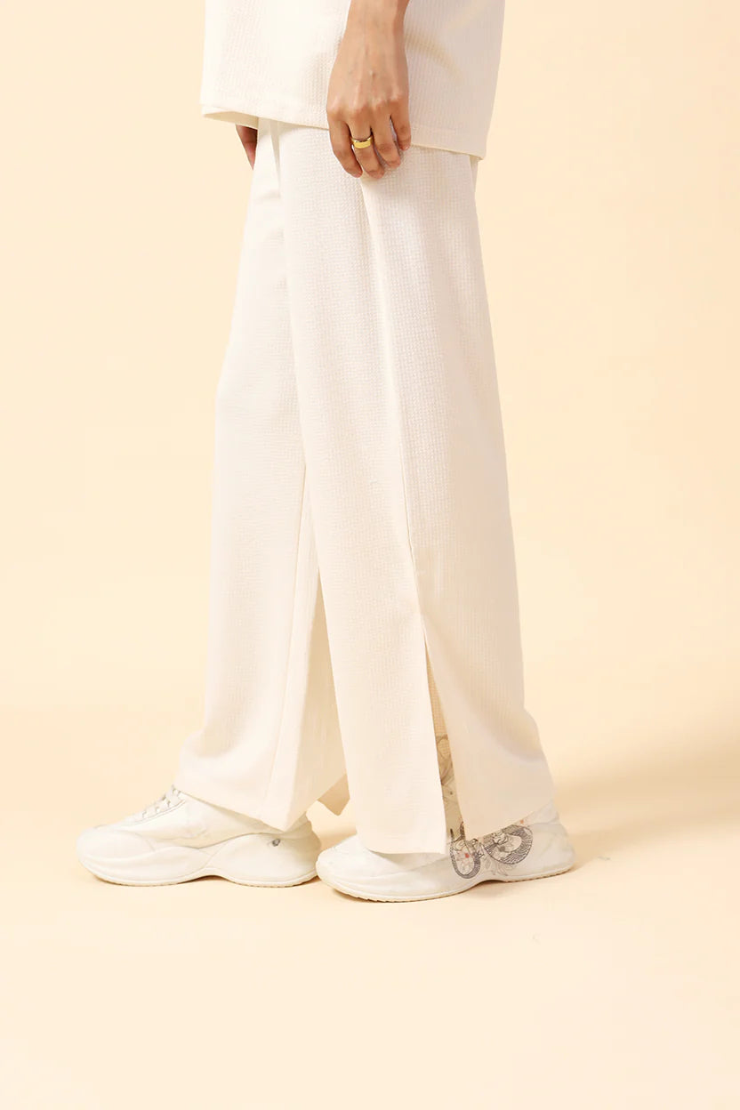 WIDE LEG TEXTURED TROUSER