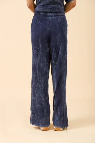 DENIM-WASHED WIDE LEG TROUSER