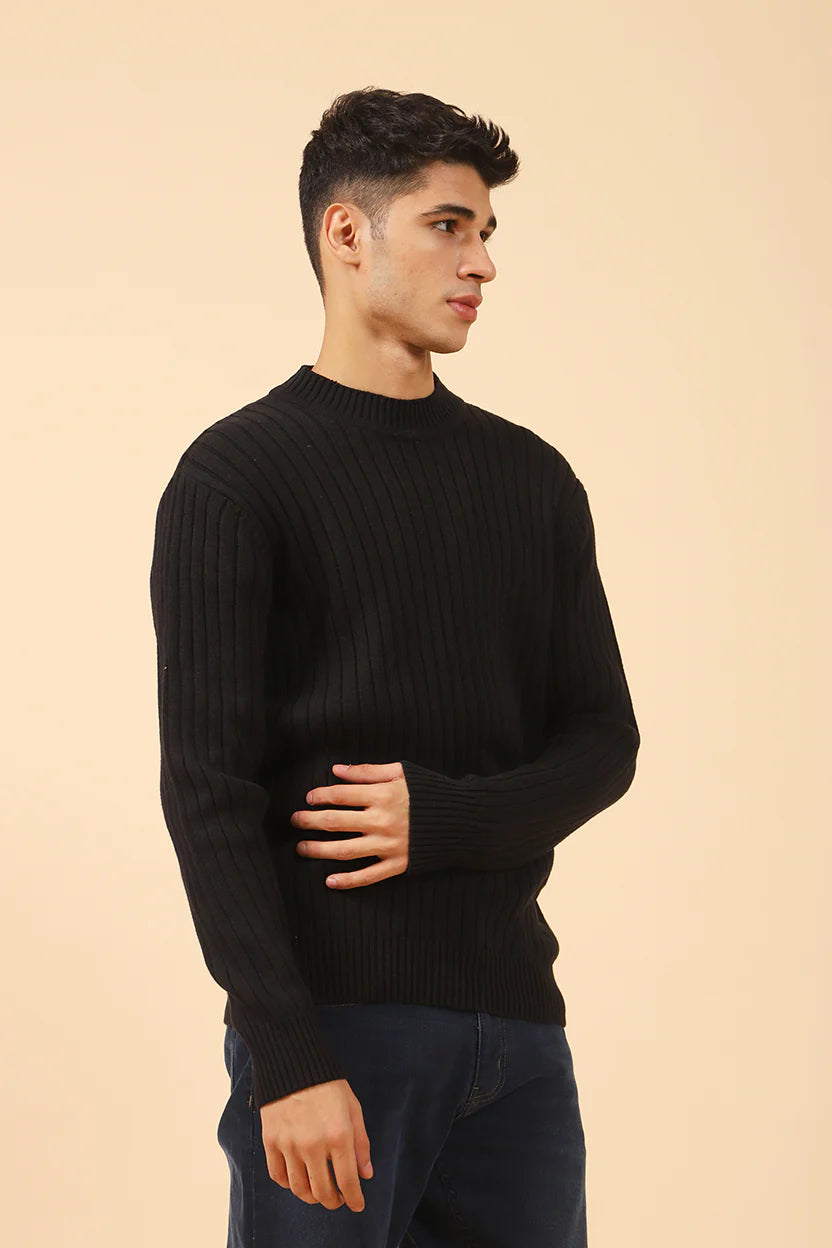 RIBBED KNIT SWEATER