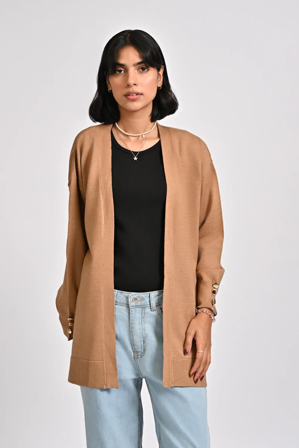 CASHMERE HAND-FEEL CARDIGAN