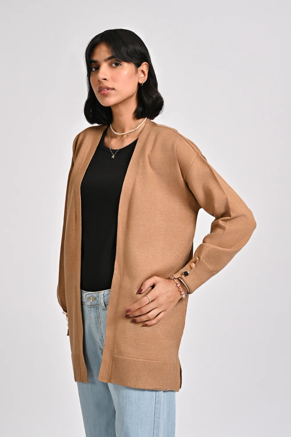 CASHMERE HAND-FEEL CARDIGAN