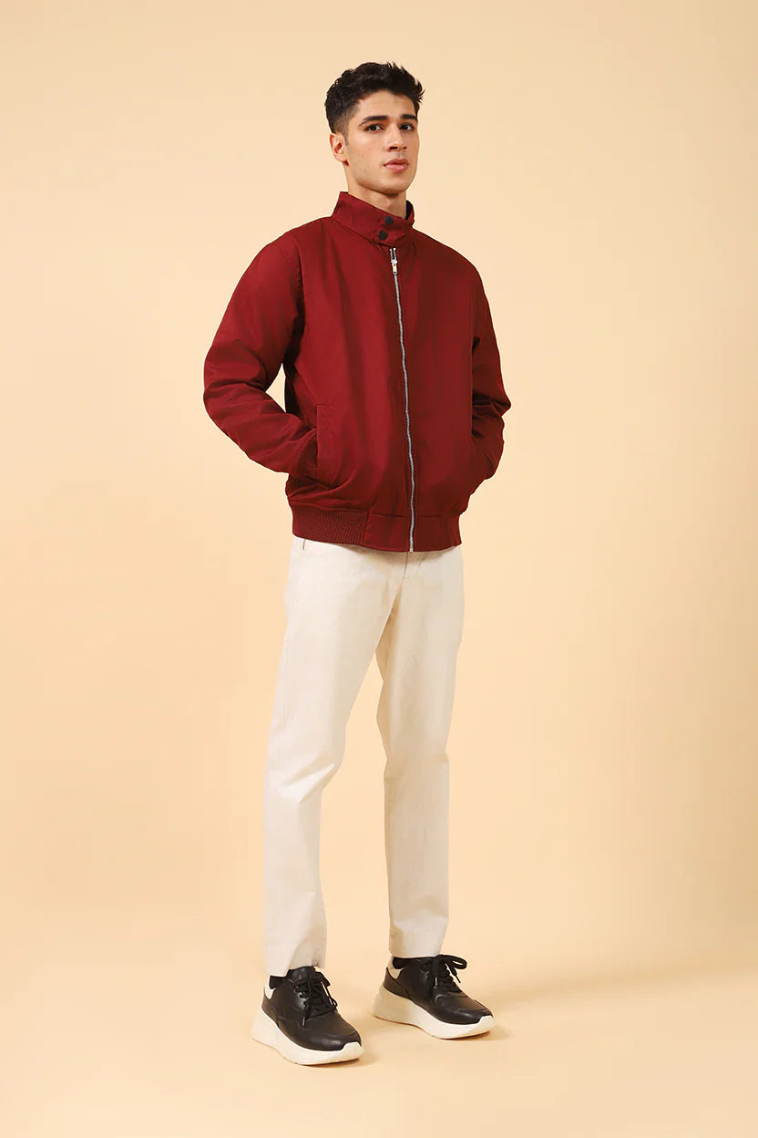 BAND COLLAR POLYESTER JACKET