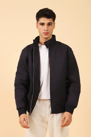 BAND COLLAR POLYESTER JACKET