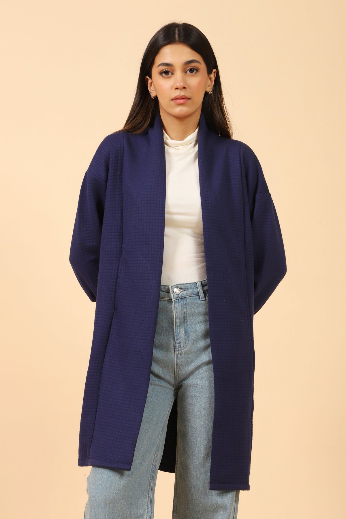 PANELED COAT WITH BLOUSED SLEEVES