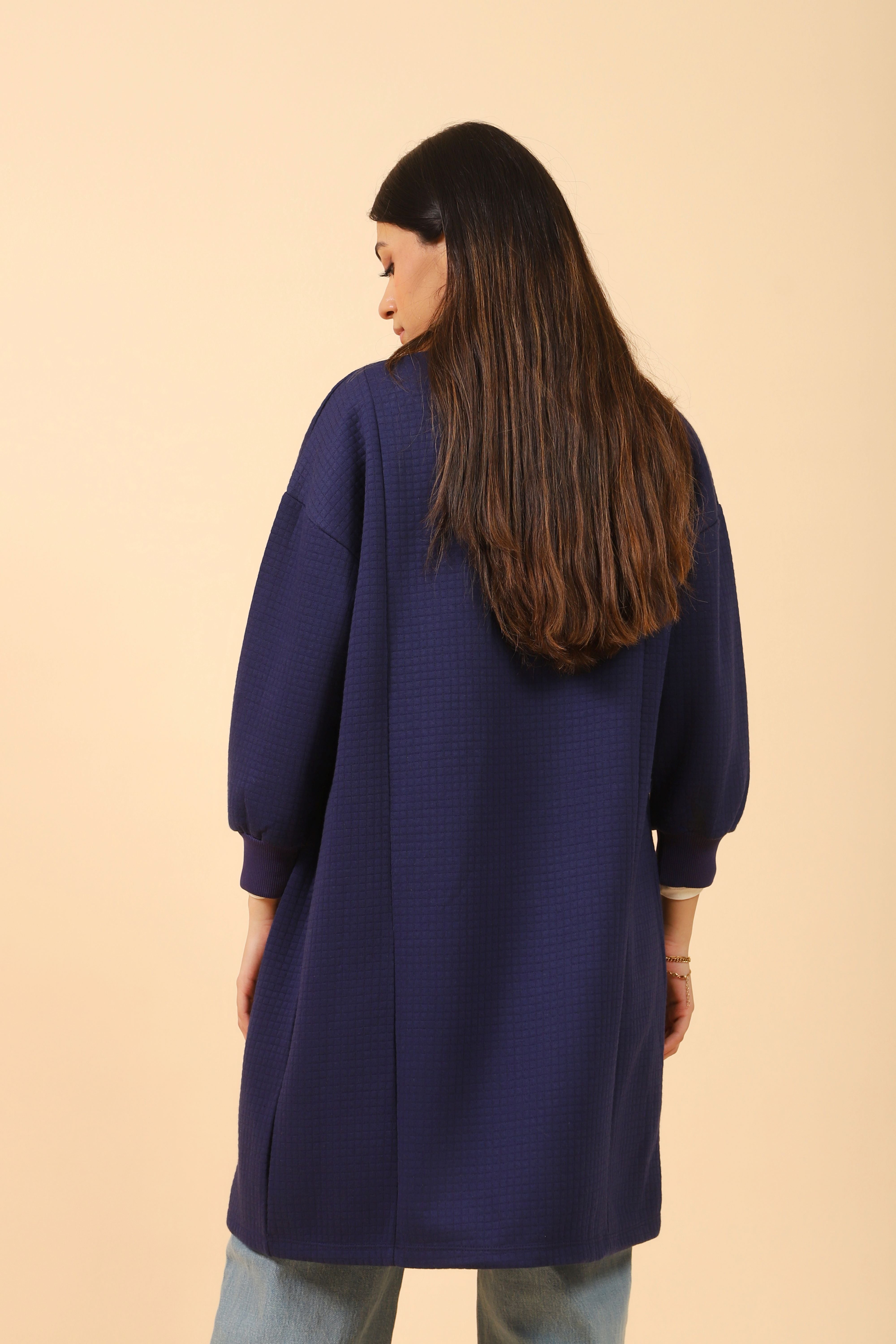 PANELED COAT WITH BLOUSED SLEEVES