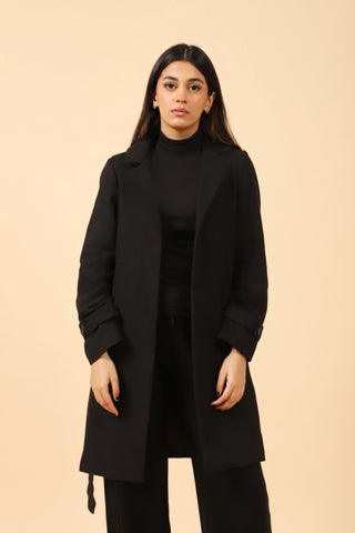 FRONT OPEN COAT WITH BELT