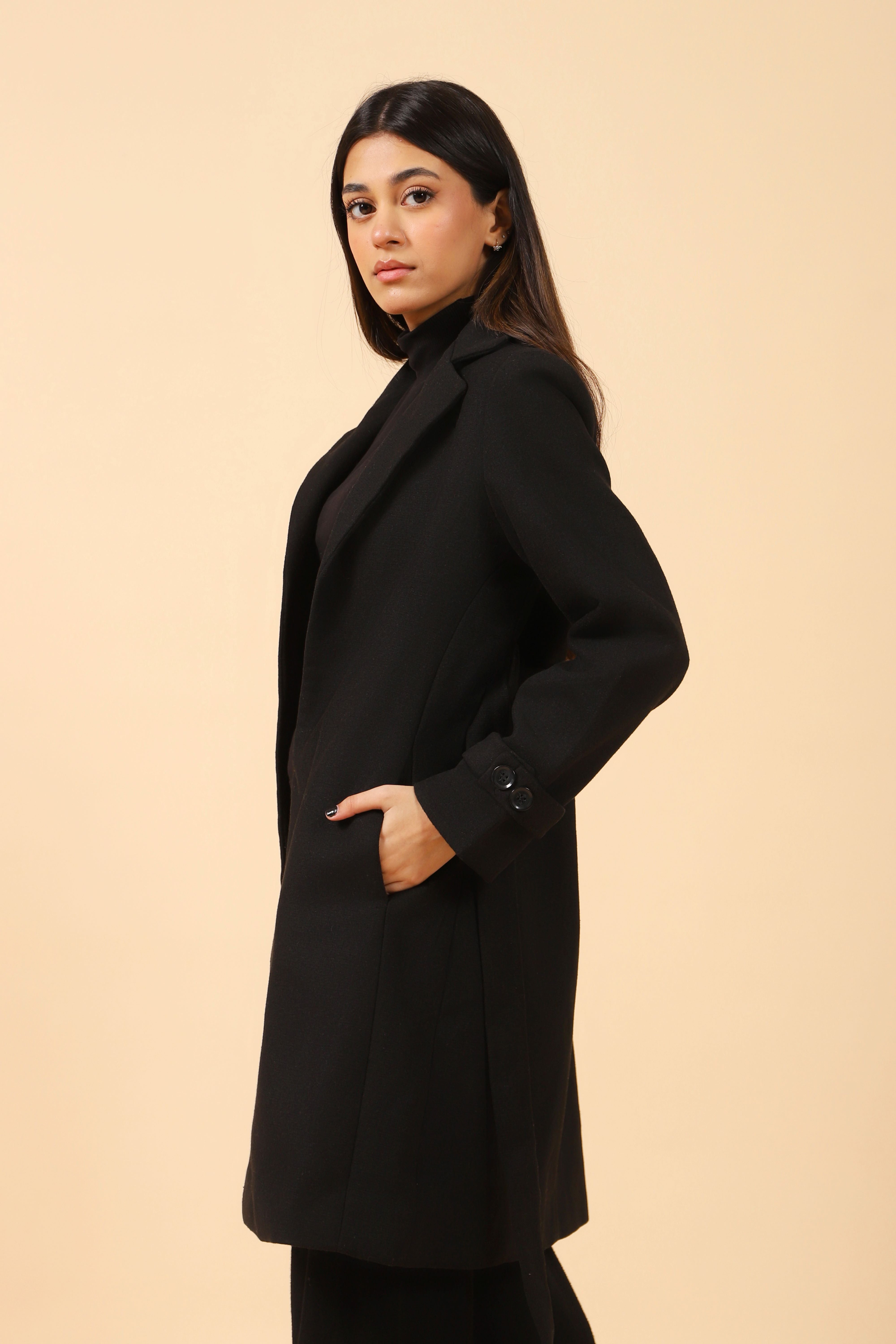 FRONT OPEN COAT WITH BELT