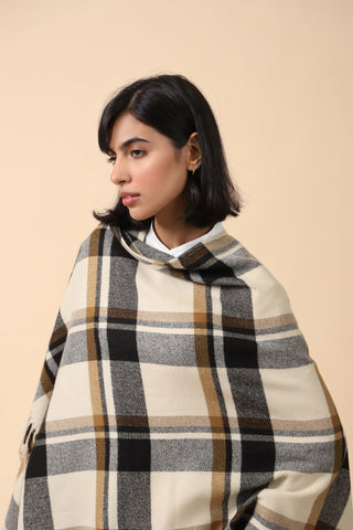 CHECKERED CAPE SHAWL