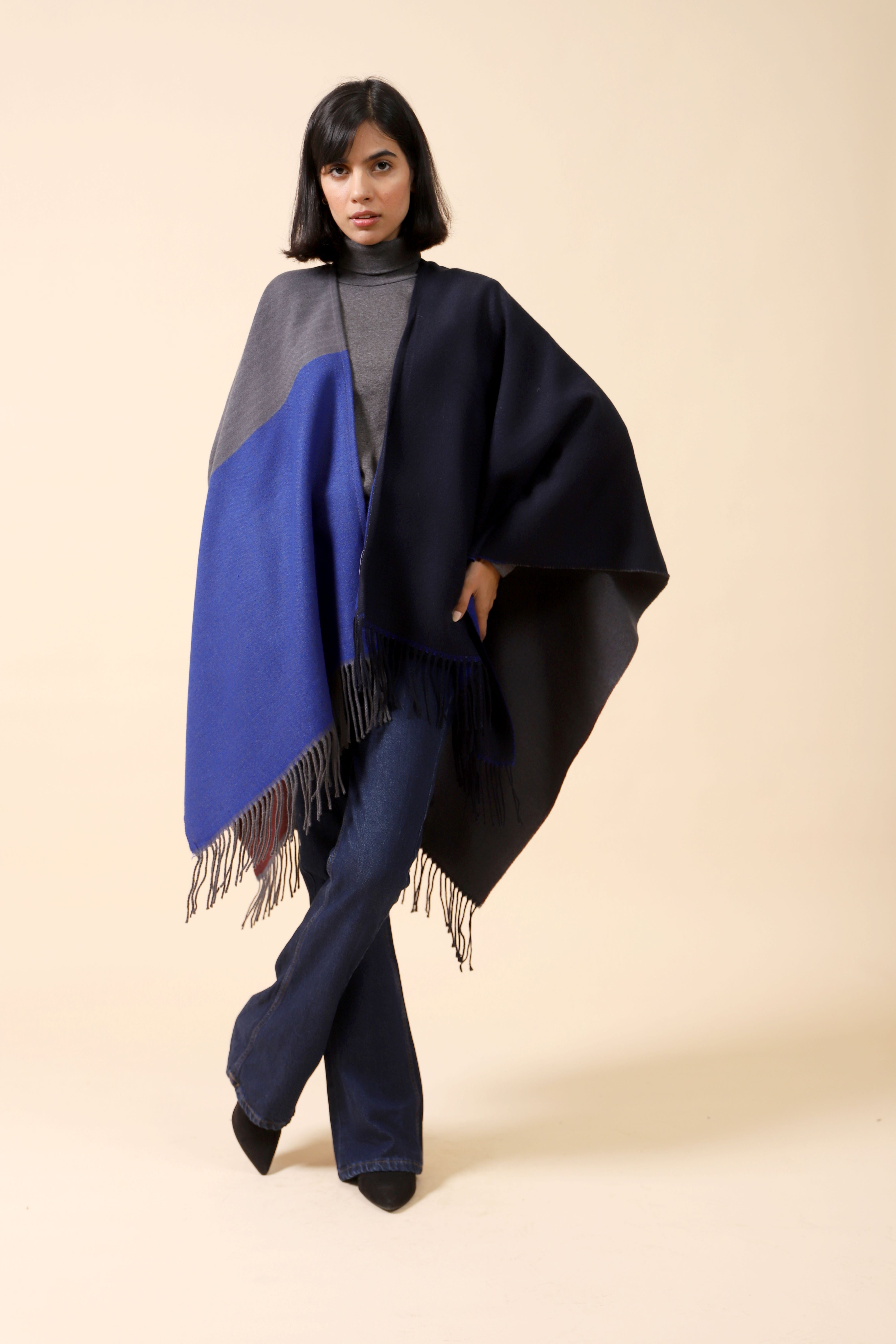 COLOR BLOCK CAPE SHAWL